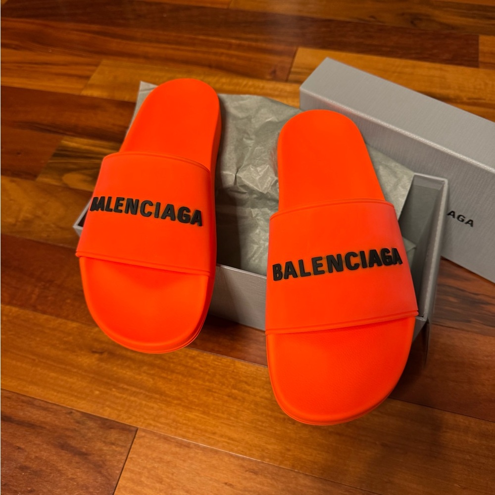 Balenciaga Neon Orange Slides